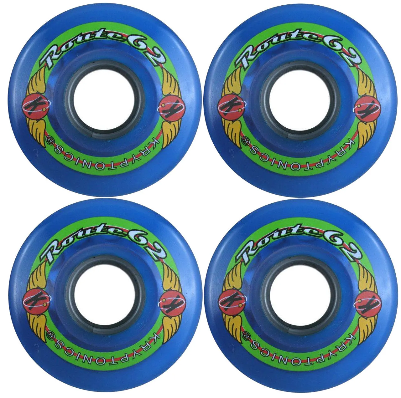 KRYPTONICS ROUTE 62MM 78A Blue - Rollerskate or Cruiser Wheels - 4 Pack - Super Sale