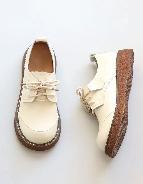 Lace-up Wide Toe Box Platform Shoes Spring