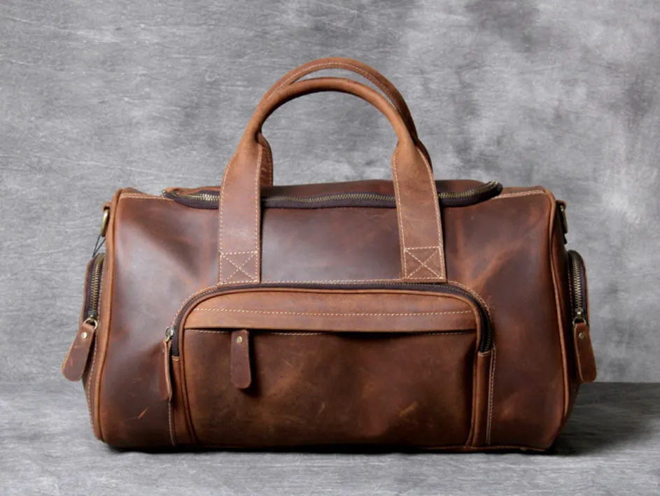 Leather Duffle Bag, Large Travel Bag, Leather Weekend Duffle Bag, Holdall Bag