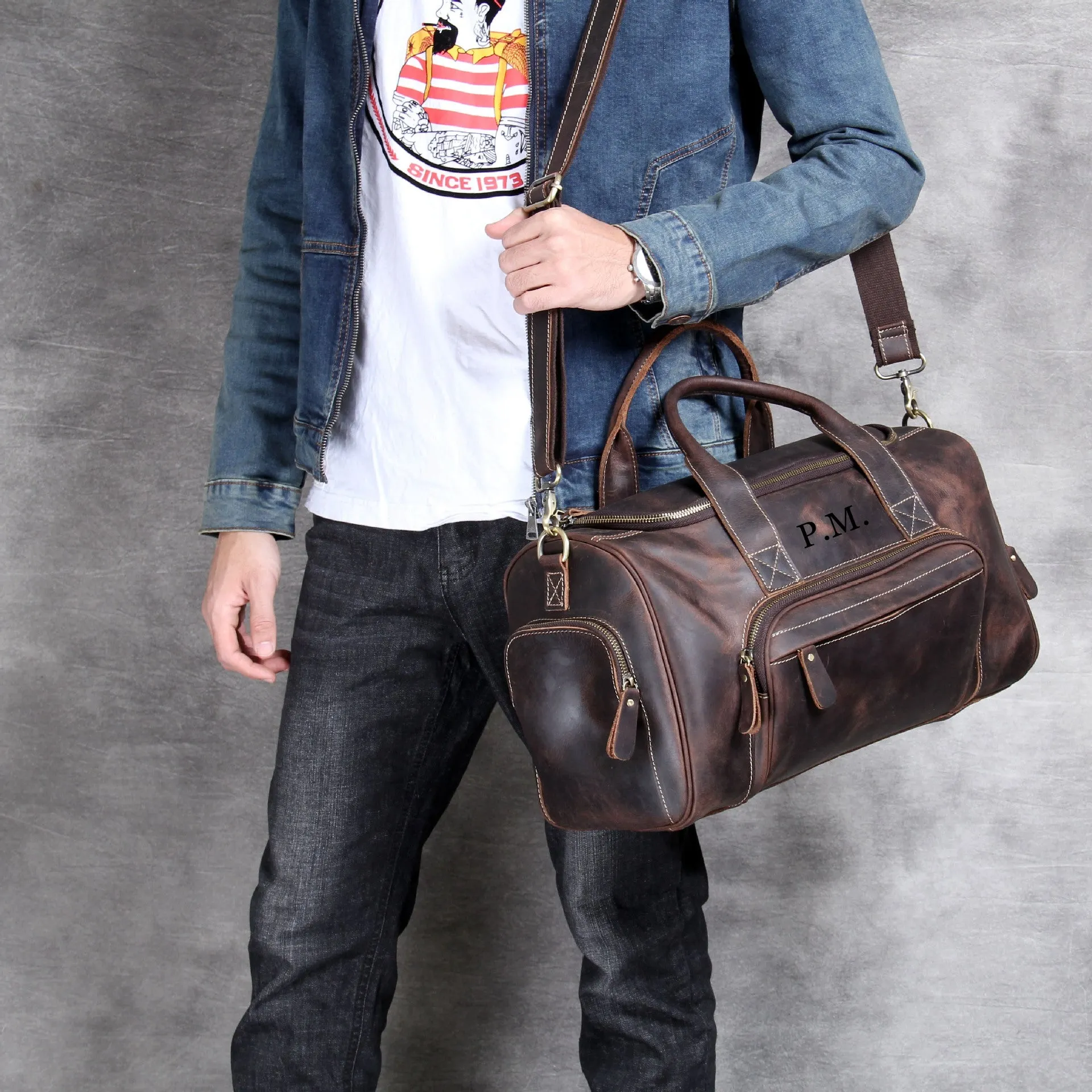 Leather Duffle Bag, Large Travel Bag, Leather Weekend Duffle Bag, Holdall Bag