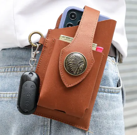 Leather Phone Belt Bag With Leather Belt | Brodtica.com