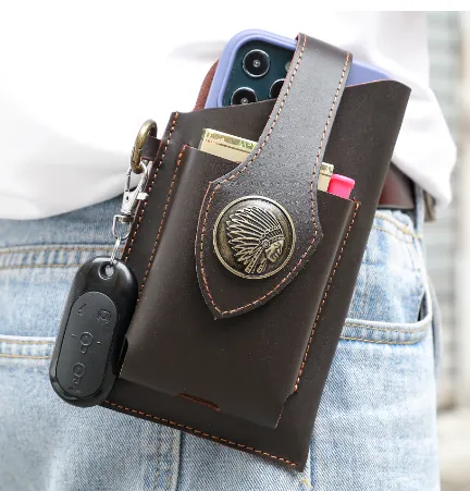 Leather Phone Belt Bag With Leather Belt | Brodtica.com