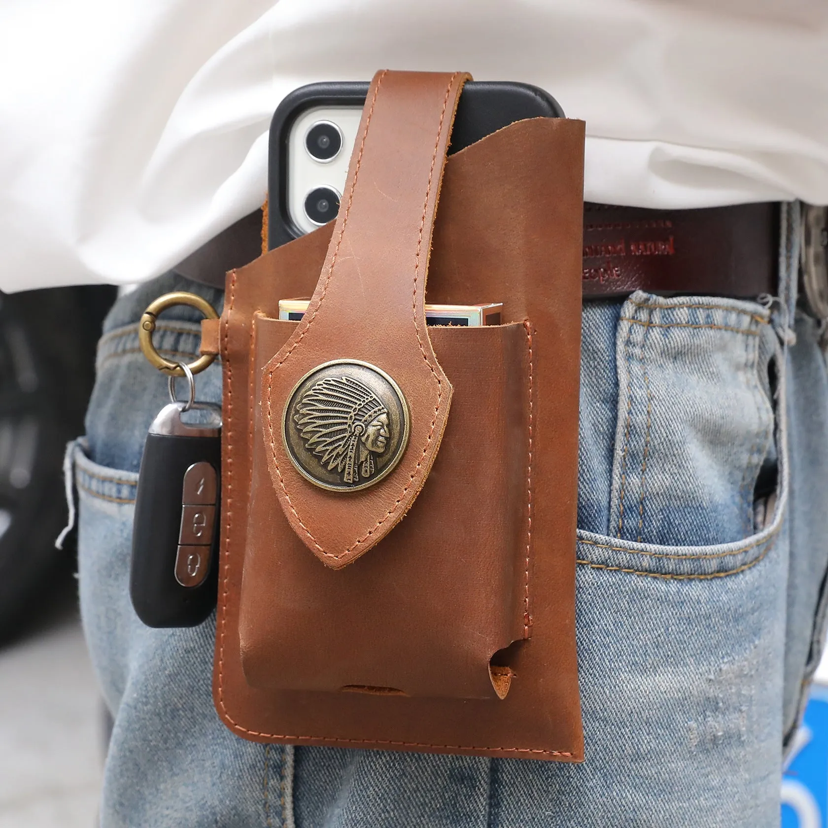 Leather Phone Belt Bag With Leather Belt | Brodtica.com