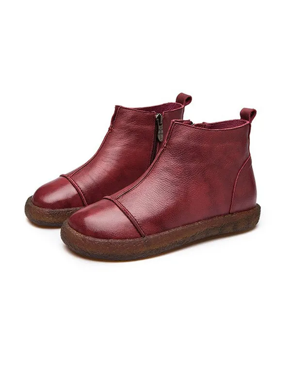 Leather Soft Bottom Velvet Women's Boots