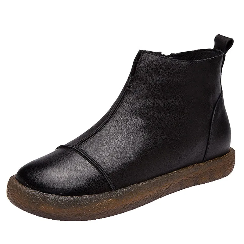 Leather Soft Bottom Velvet Women's Boots