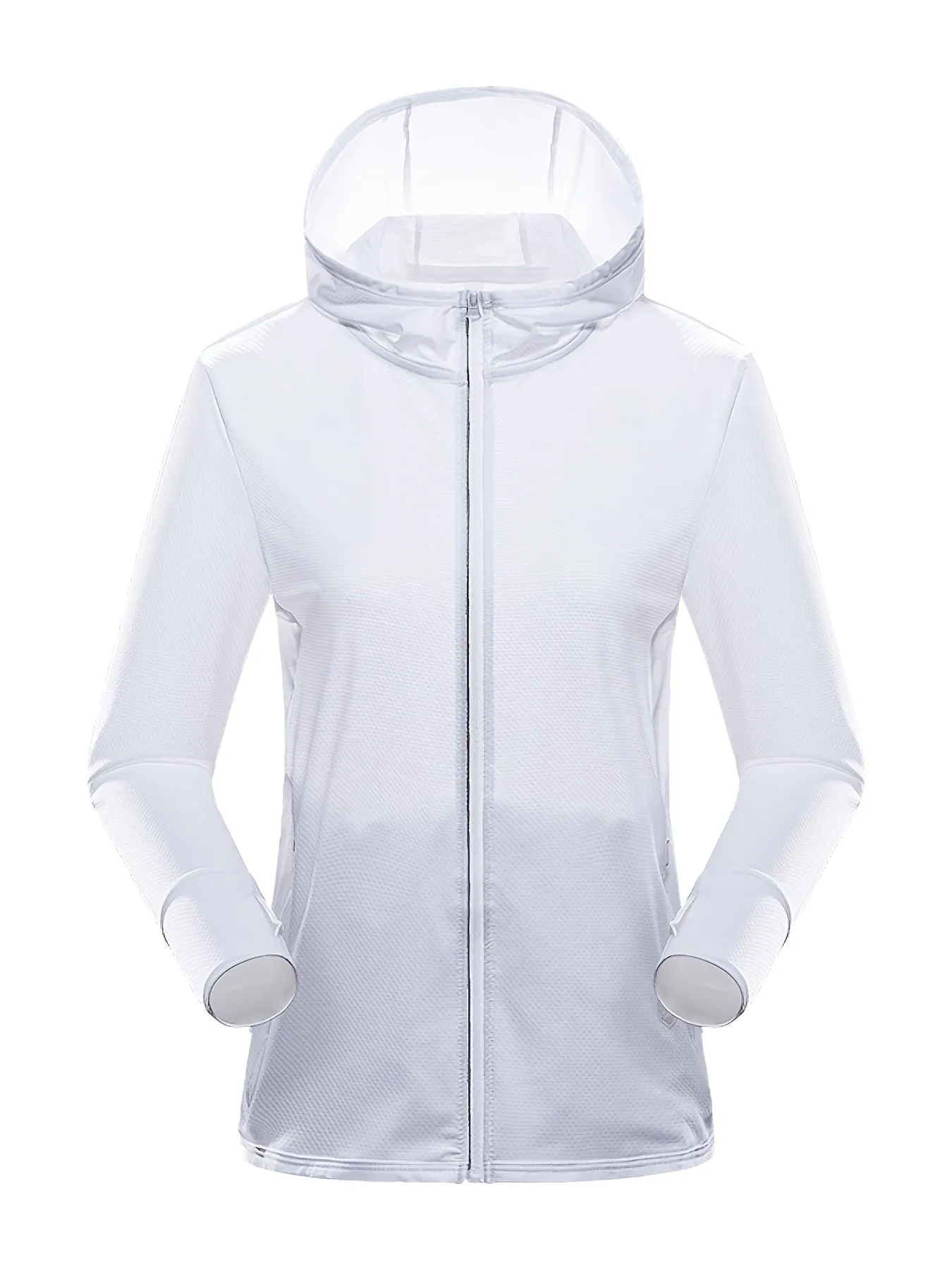 Lightweight Long Sleeve Cooling Ice Silk Hooded Jacket for Women - Breathable, Quick-Drying, Semi-Sheer, Solid Color, Casual Sports Top for Running, Hiking, Cycling - Polyester and Spandex Blend, Non-Stretch, Woven Fabric