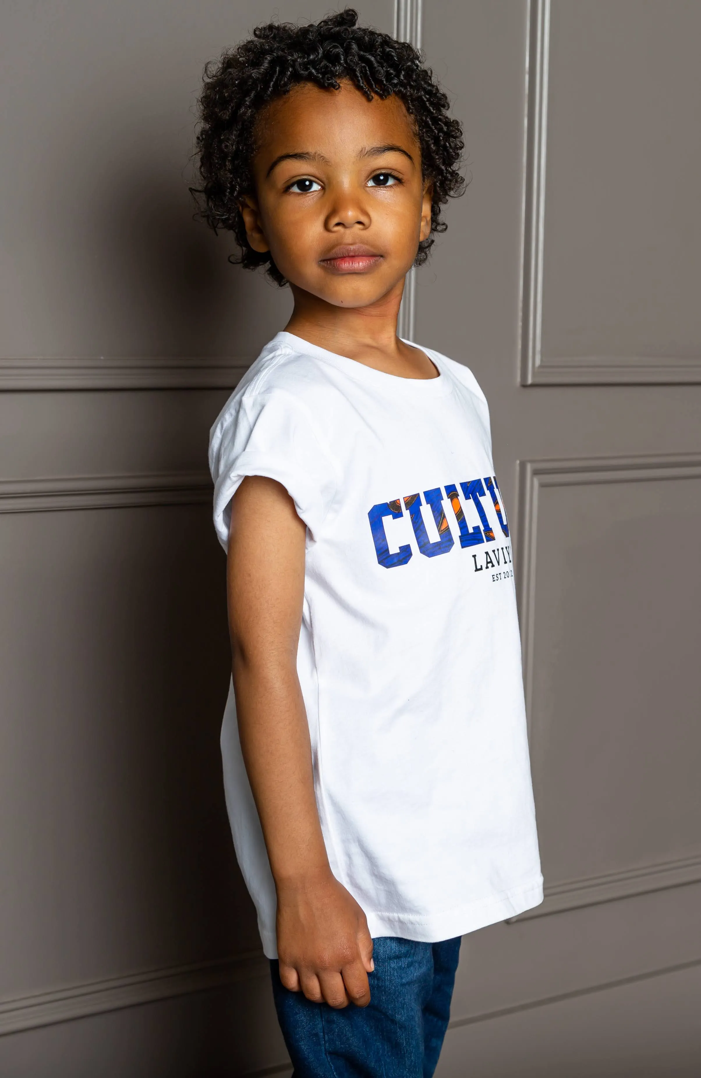 Little Boy's Unisex African Print Culture Slogan T-shirt | ENUGU