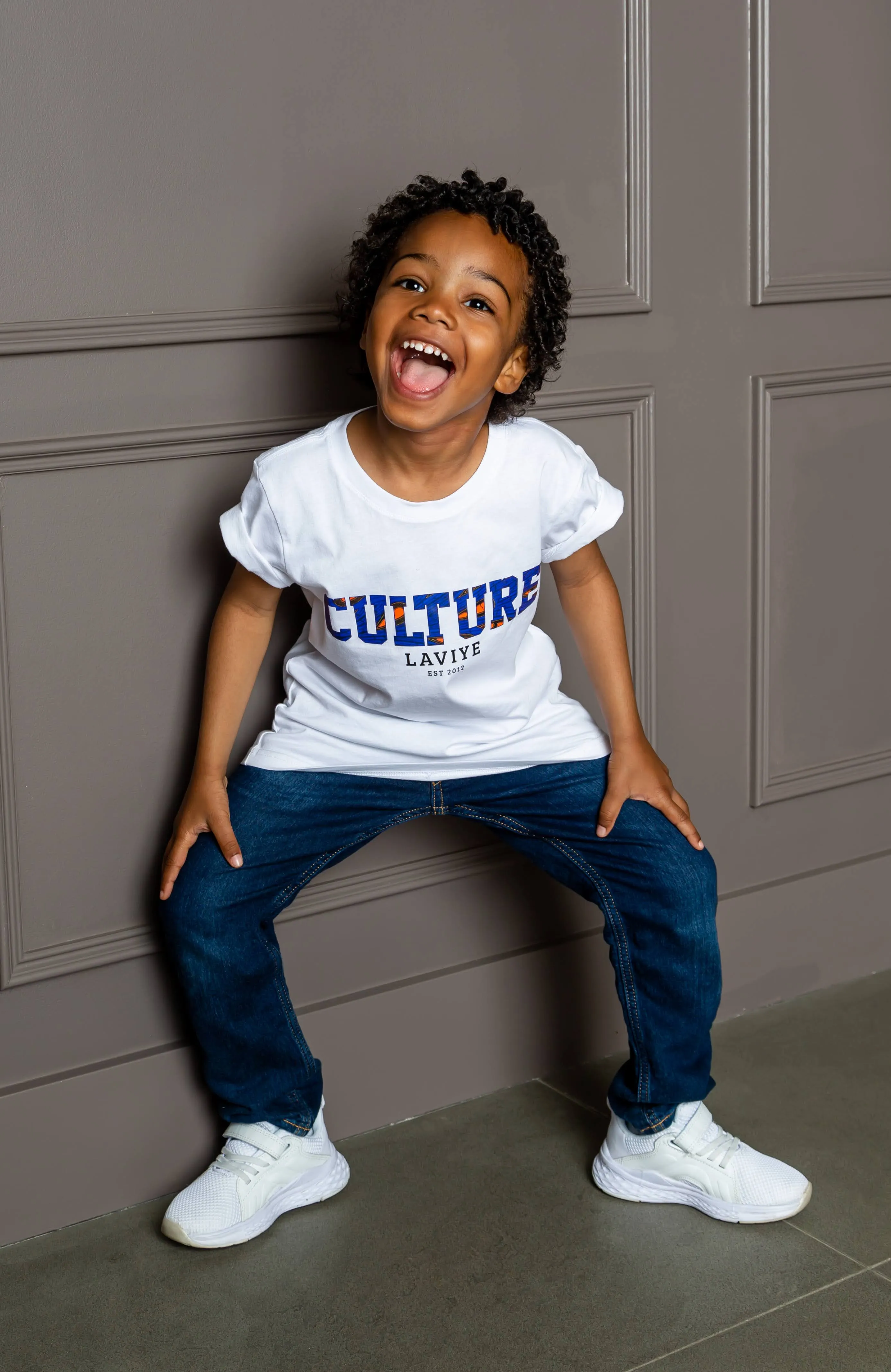 Little Boy's Unisex African Print Culture Slogan T-shirt | ENUGU