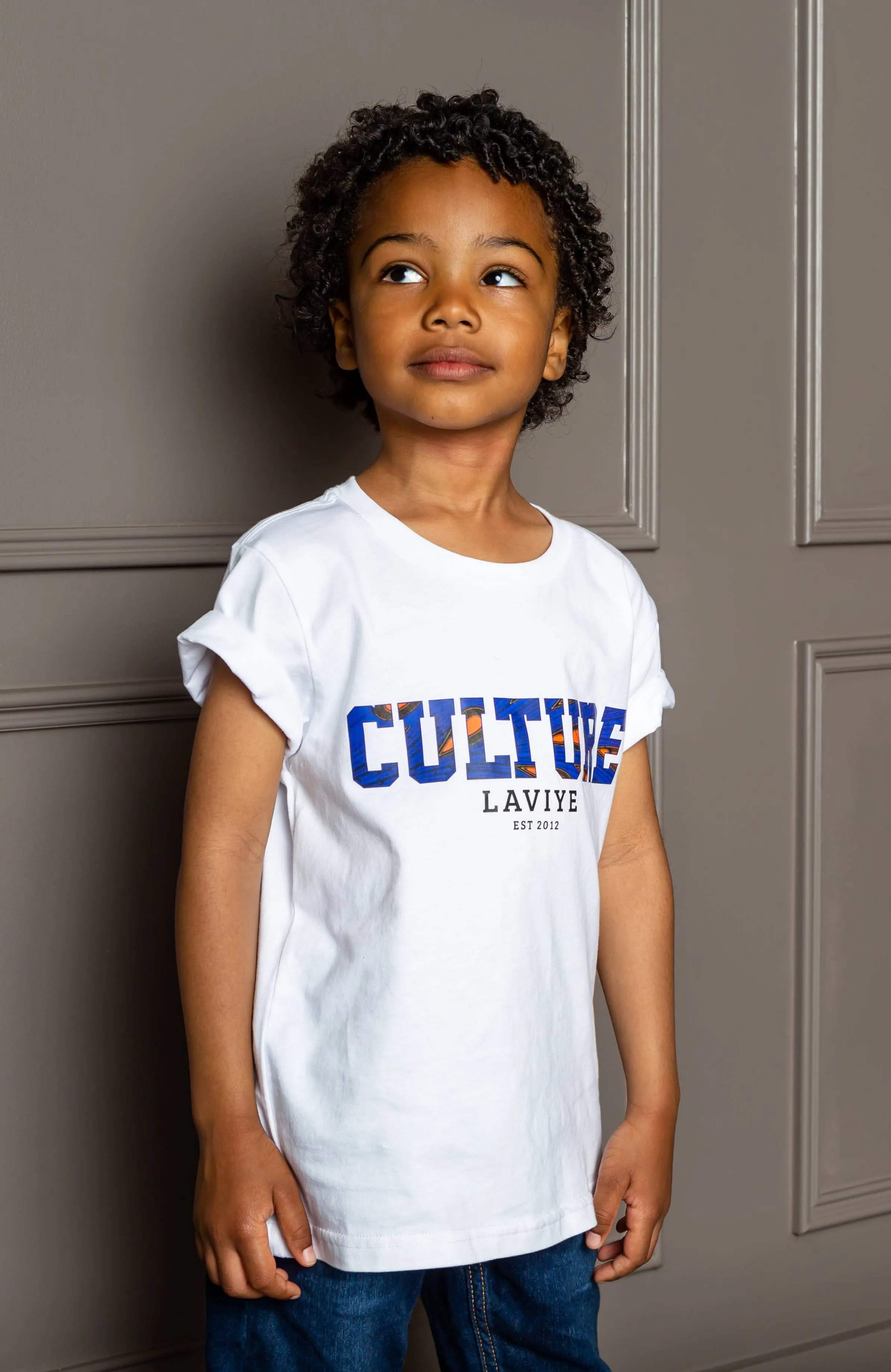 Little Boy's Unisex African Print Culture Slogan T-shirt | ENUGU