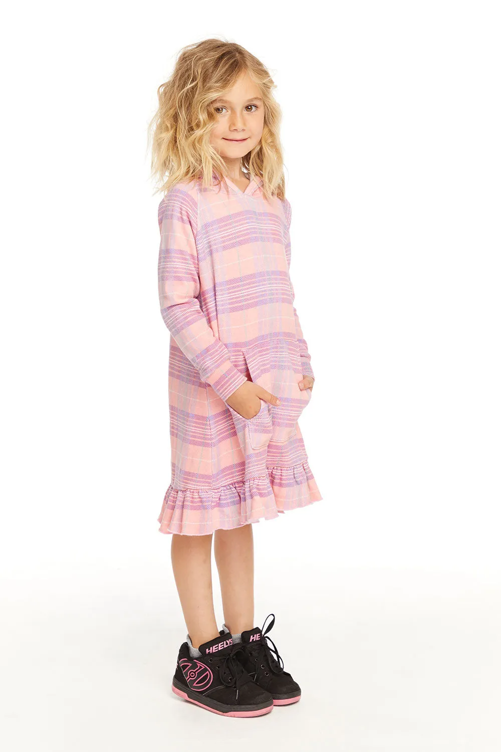 Long Sleeve Cotton Candy Plaid Dress