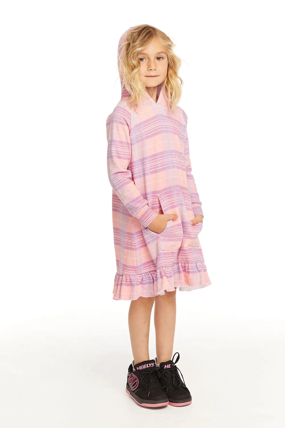 Long Sleeve Cotton Candy Plaid Dress