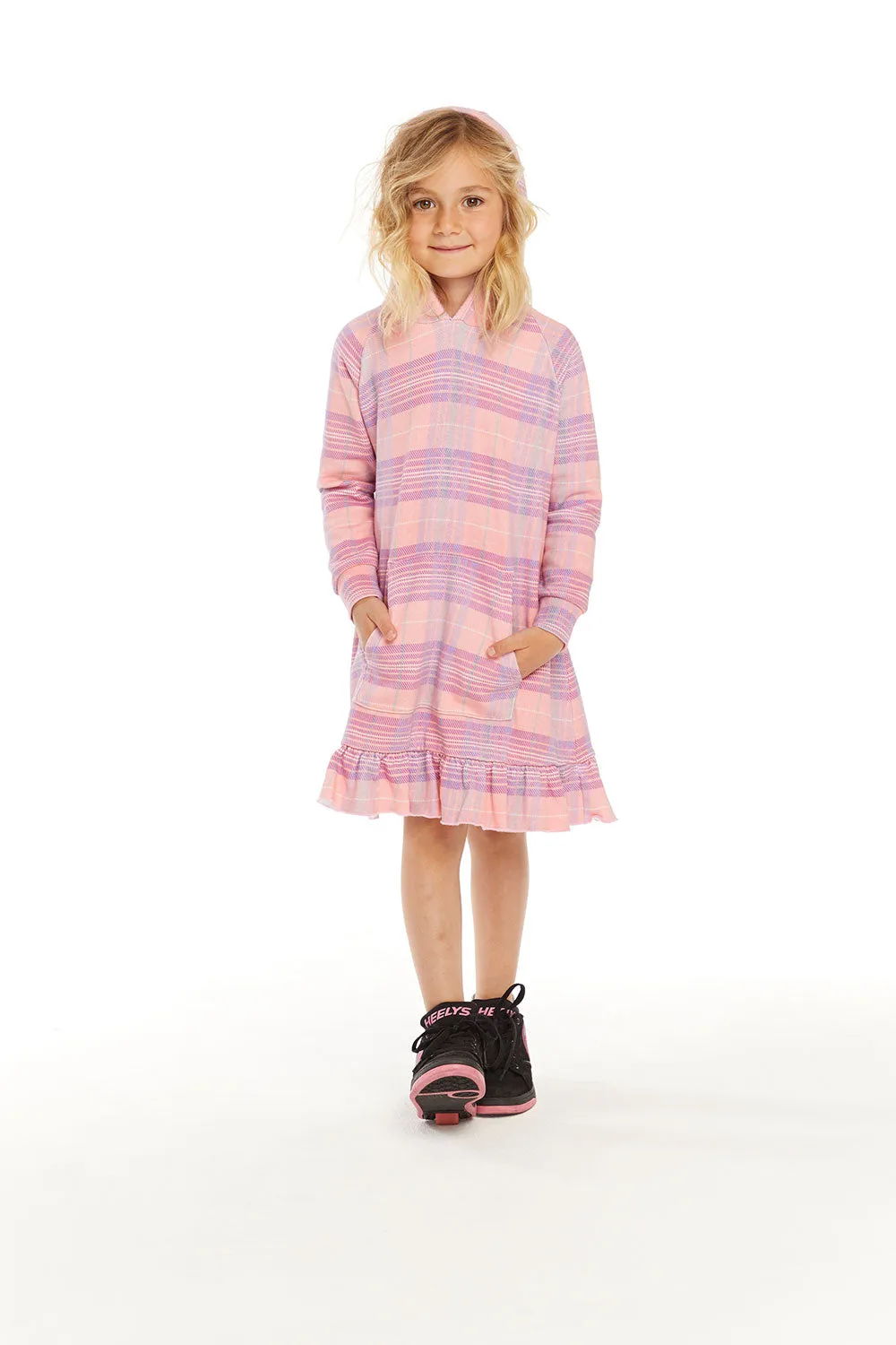 Long Sleeve Cotton Candy Plaid Dress