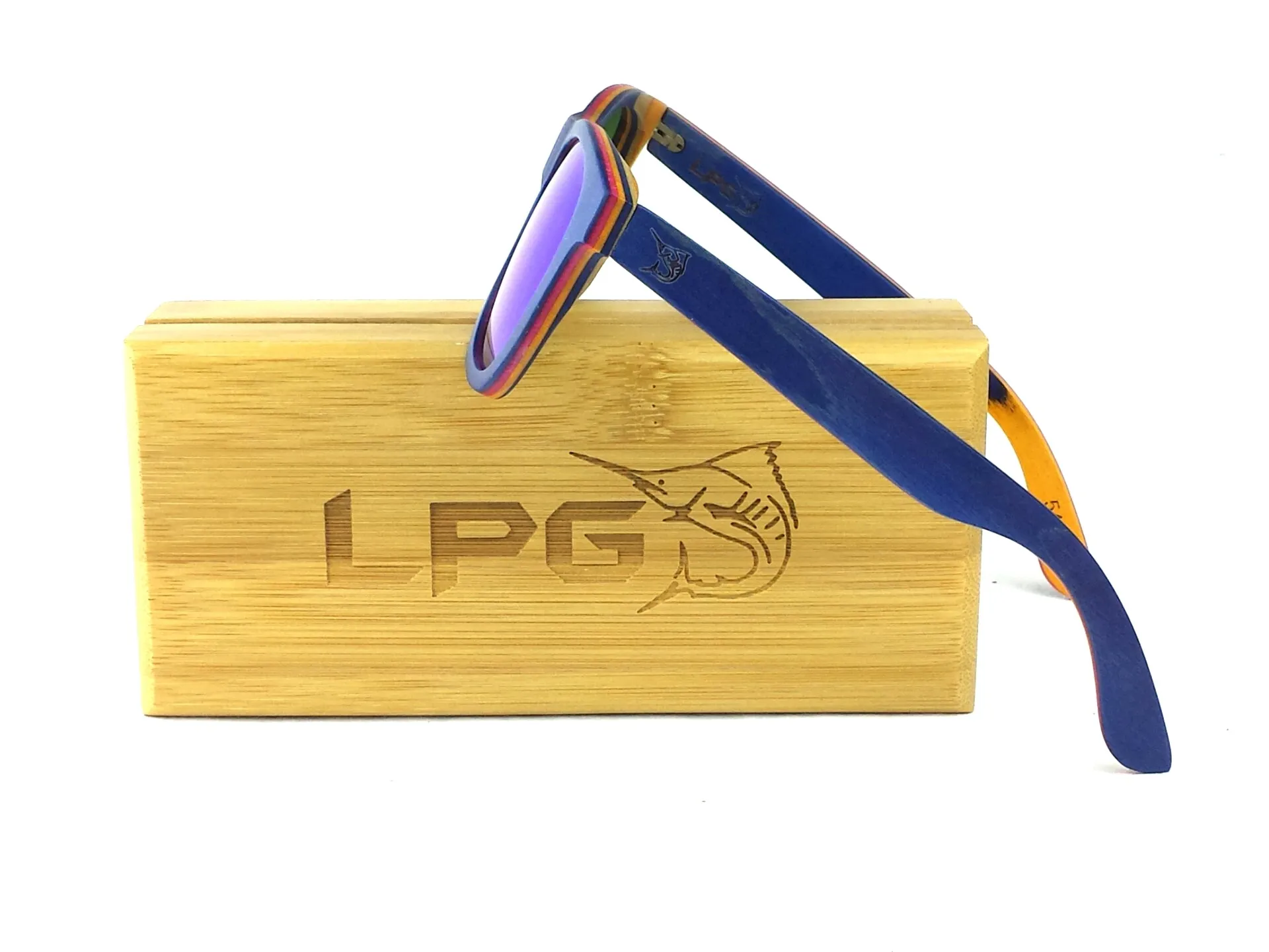 LPG Apparel Co. BLUE LAGOON Mirrored Polarized Wood Sunglasses