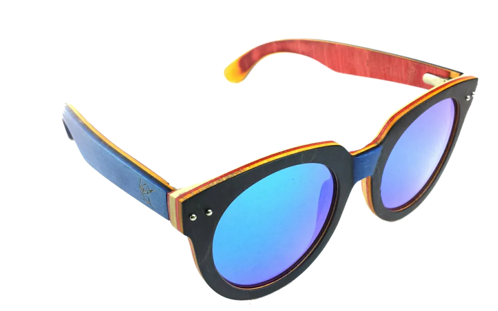 LPG Apparel Co. BLUE LAGOON Mirrored Polarized Wood Sunglasses