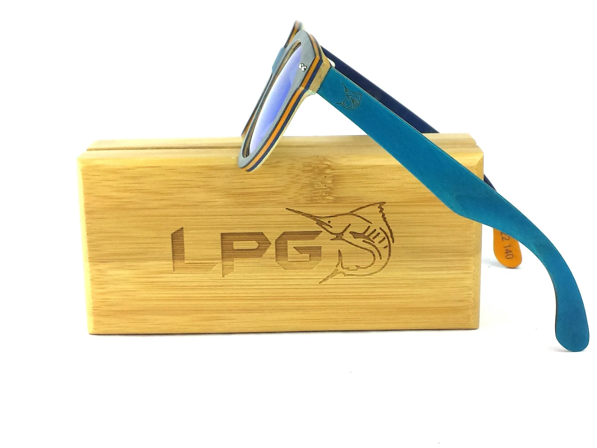 LPG Apparel Co. BLUE LAGOON Mirrored Polarized Wood Sunglasses