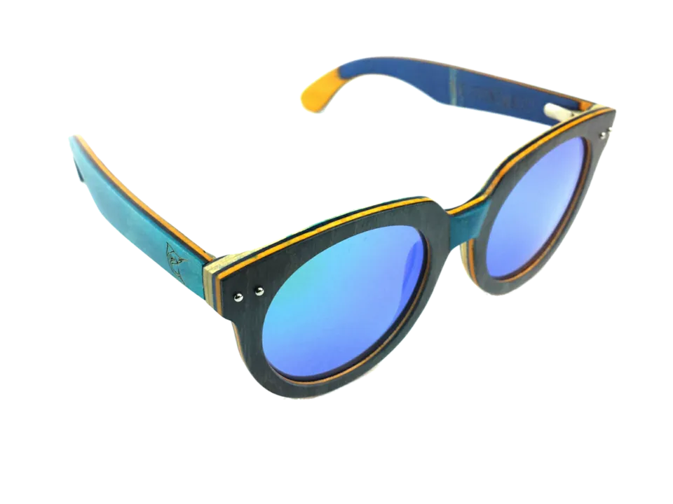 LPG Apparel Co. BLUE LAGOON Mirrored Polarized Wood Sunglasses