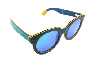 LPG Apparel Co. BLUE LAGOON Mirrored Polarized Wood Sunglasses