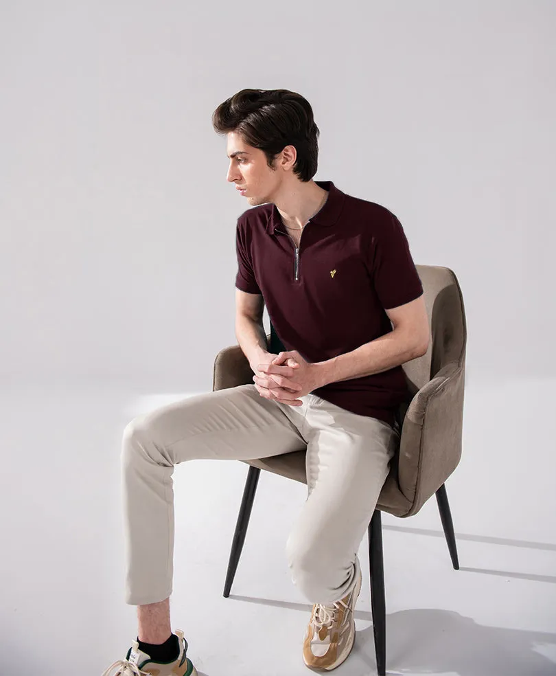 Maroon Zip POLO