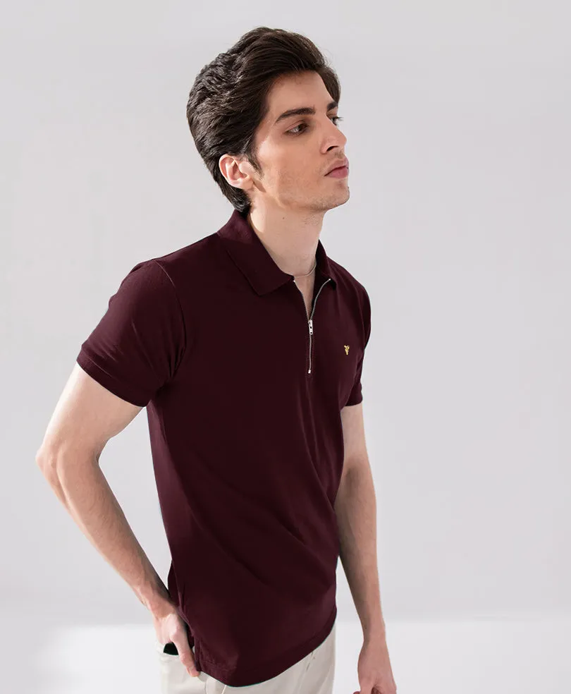 Maroon Zip POLO