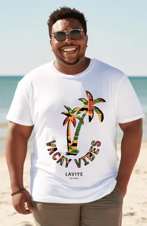 Men's Unisex White Vaycay Vibes African Print T-Shirt | KUMASI