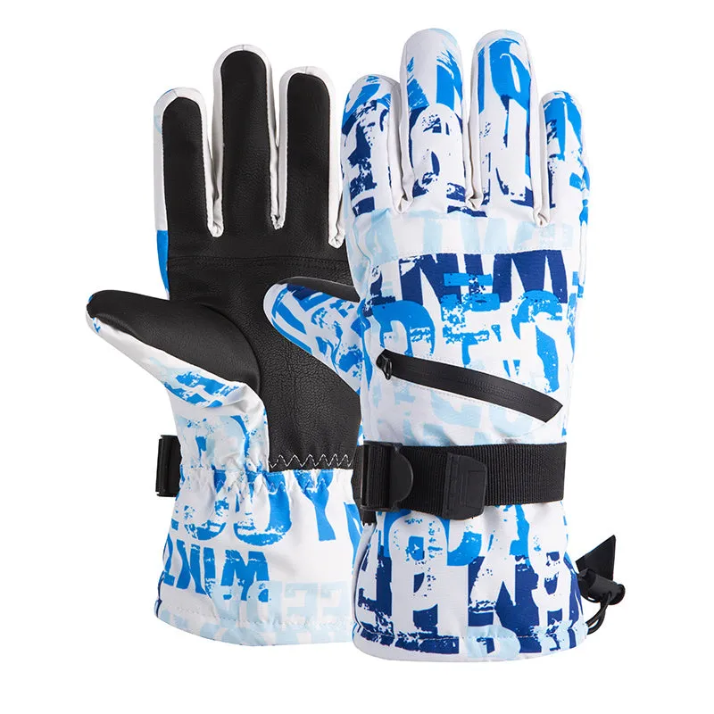 Men's Zipper Ski Gloves: Thickened Velvet, Windproof, Non-slip & Touch Screen for Outdoor Sports!