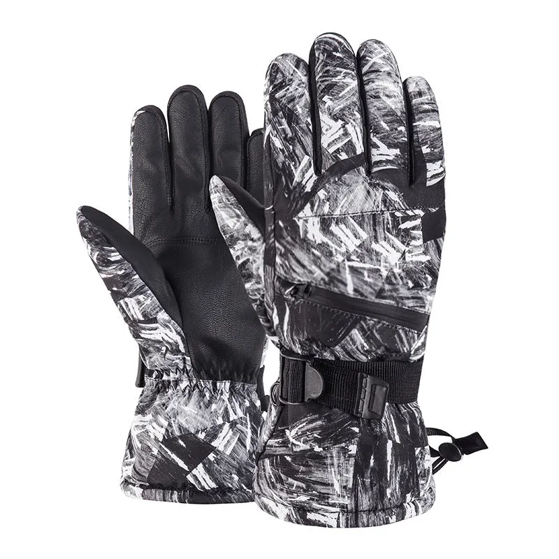 Men's Zipper Ski Gloves: Thickened Velvet, Windproof, Non-slip & Touch Screen for Outdoor Sports!