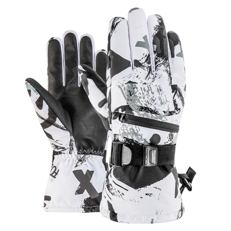 Men's Zipper Ski Gloves: Thickened Velvet, Windproof, Non-slip & Touch Screen for Outdoor Sports!