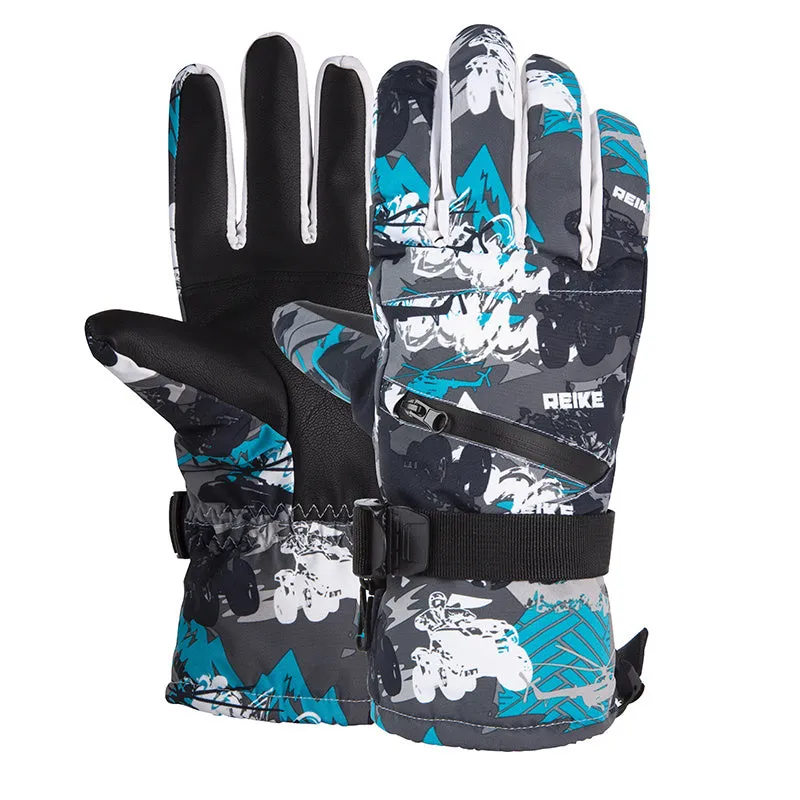 Men's Zipper Ski Gloves: Thickened Velvet, Windproof, Non-slip & Touch Screen for Outdoor Sports!