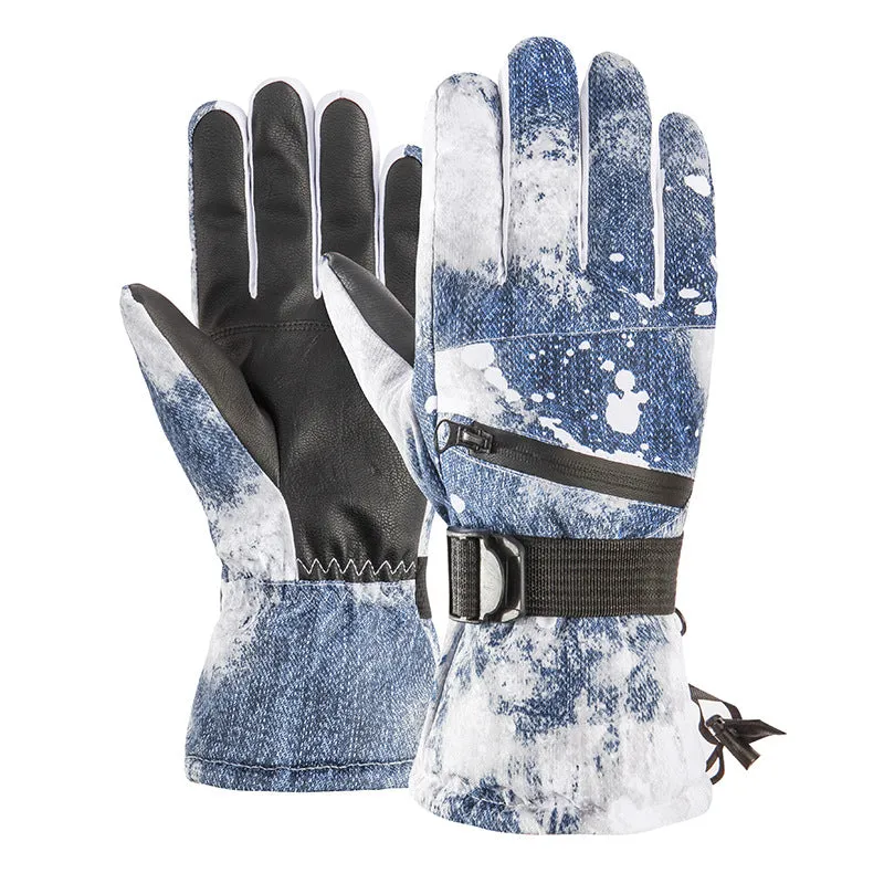 Men's Zipper Ski Gloves: Thickened Velvet, Windproof, Non-slip & Touch Screen for Outdoor Sports!