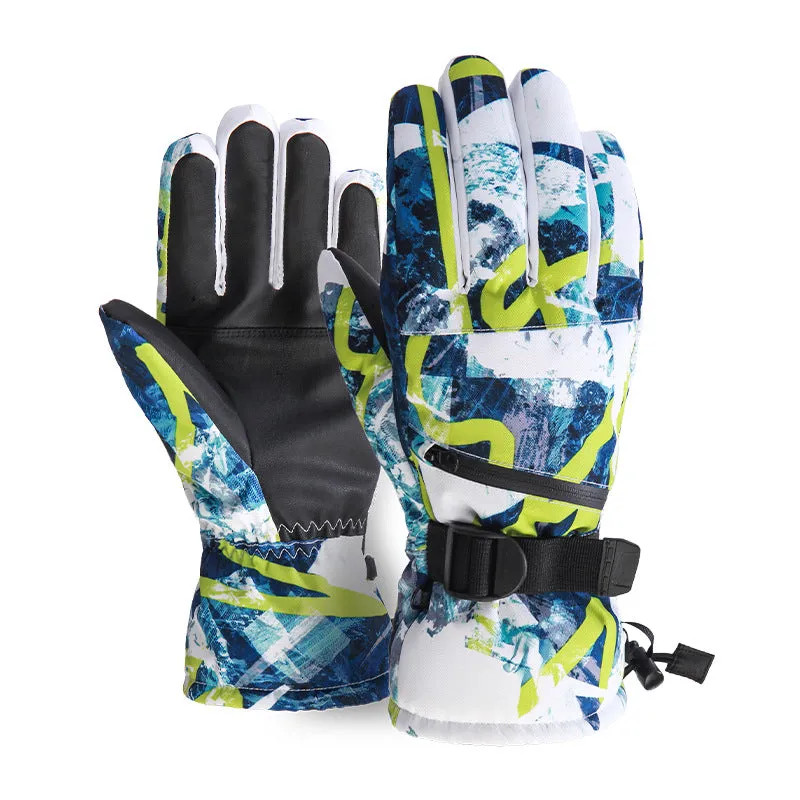 Men's Zipper Ski Gloves: Thickened Velvet, Windproof, Non-slip & Touch Screen for Outdoor Sports!