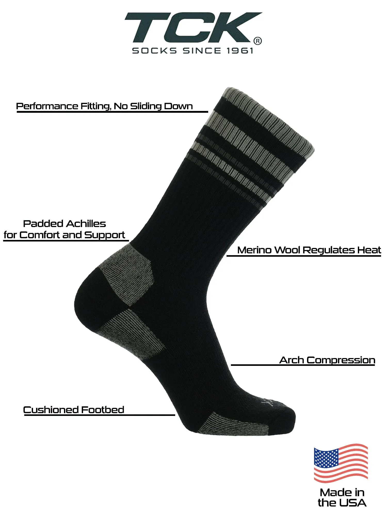 Merino Wool Hiking Socks For Men & Women - Striped