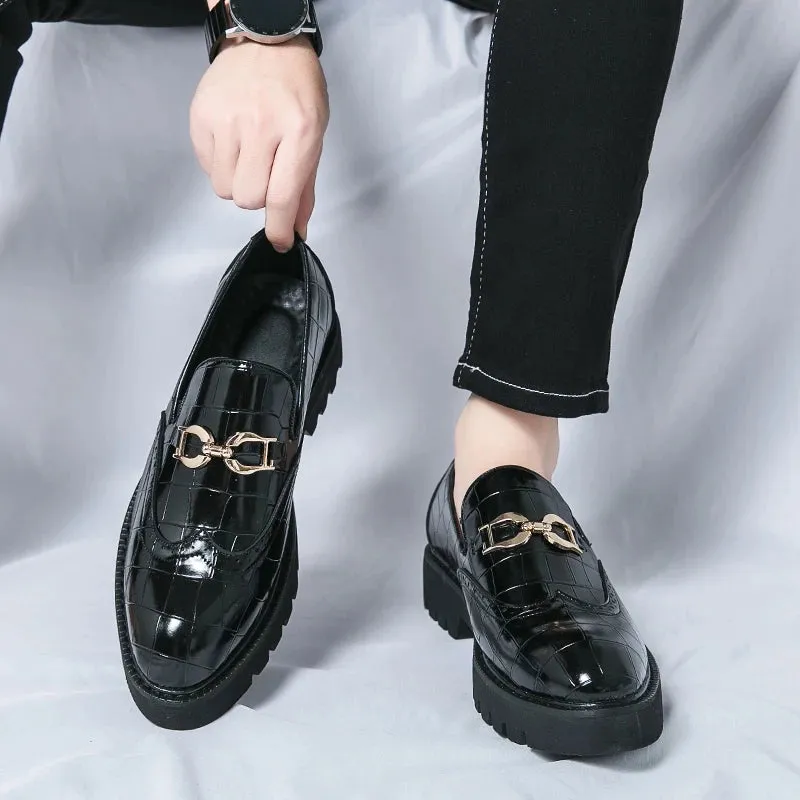 Metal Appliques Crocs Leather Brogue Shoes