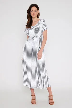 Mila Maxi Dress - White & Black Stripe