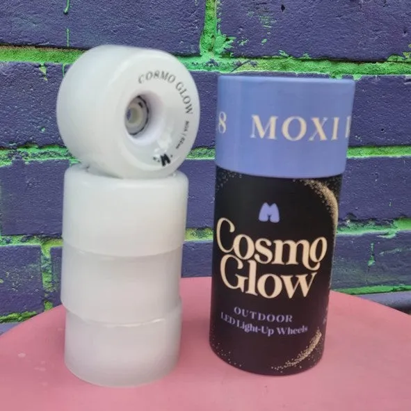 Moxi Light Up Cosmo Glow White Rain Wheels 80A - 4 Pack