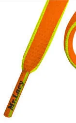 Mr Lacy Slimmies - Oval Bright Orange and Neon Lime Shoelaces - 8mm wide