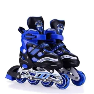 NestPlay Inline Skates, Adjustable Inline Roller Skates for Boys Kids & Girls, 6 to 14 Years Unisex Outdoor Skating Shoes Roller Blades with Led Flash Lights Featuring Wheels for Skating (Blue color)