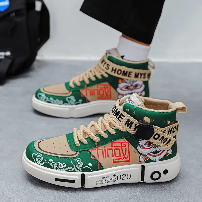 New Fashion Chinese Tiger High Top Unisex Skate Sneakers