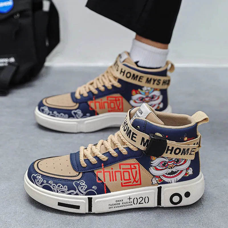 New Fashion Chinese Tiger High Top Unisex Skate Sneakers