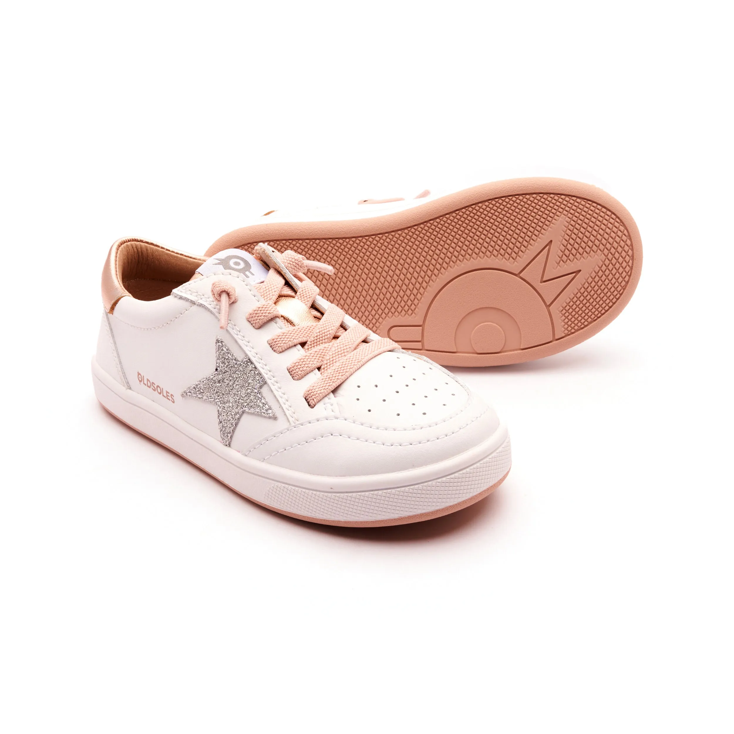 Old Soles Girl's 1006 Platinum Runner Casual Shoes - Snow / Copper / Glam Argent / White Copper Sole