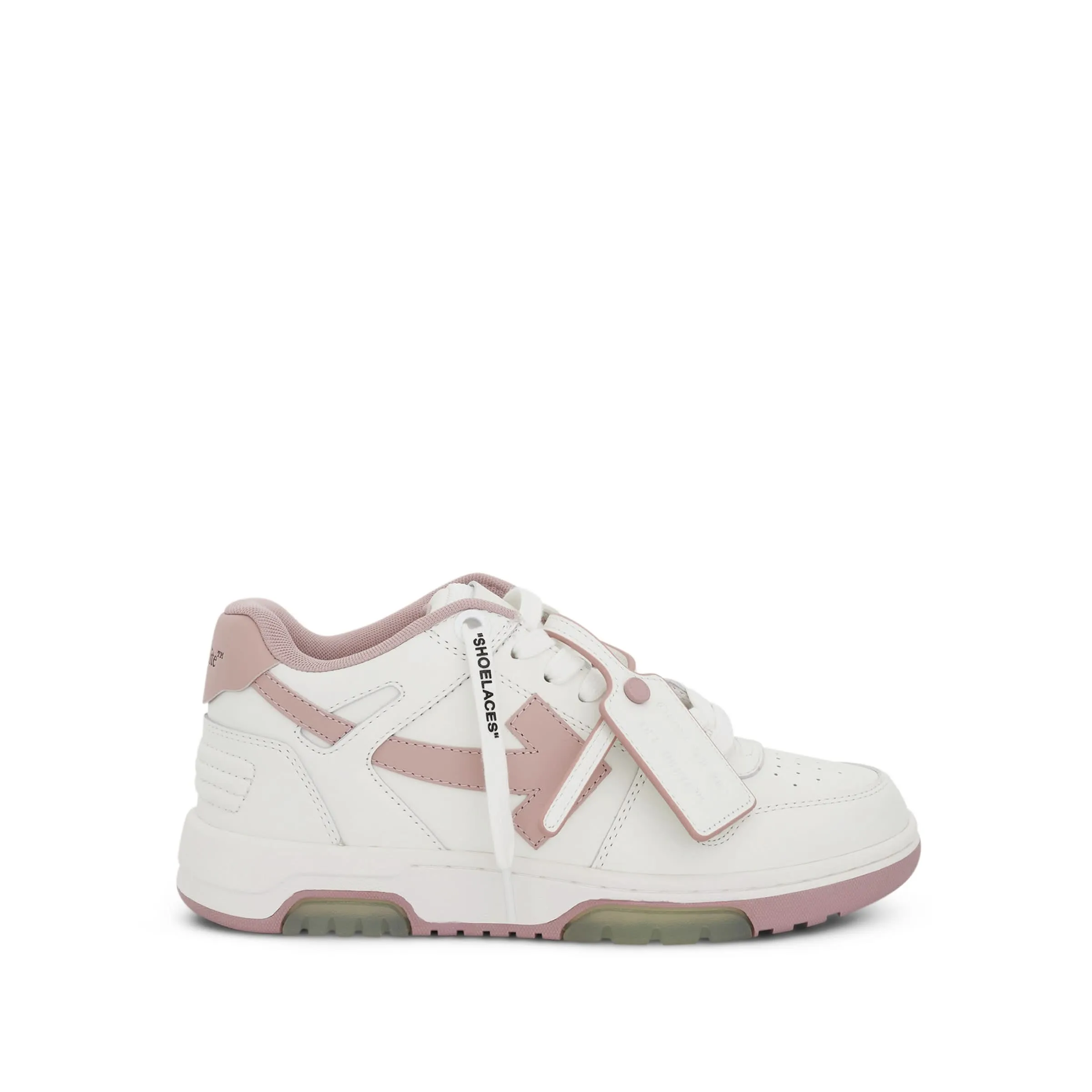 Out of Office Calf Leather Sneakers in White/Pink