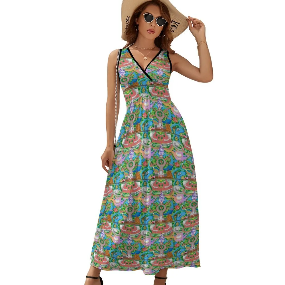 Park Map Women's Long Sleeveless Dress