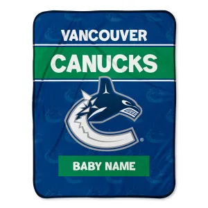 Personalized Vancouver Canucks Emblem Baby Pixel Fleece Blanket