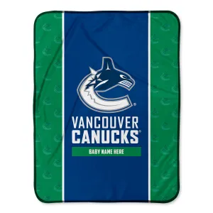 Personalized Vancouver Canucks Icon Baby Pixel Fleece Blanket