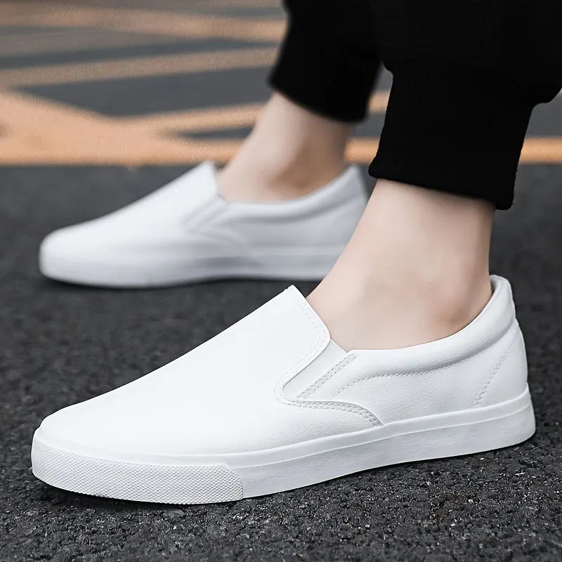 Plus Size Men's Solid Colour Slip On Skateboard Shoes - Comfy, Non Slip, Breathable, Casual Sneakers for Outdoor Activities with Superior Grip and Support