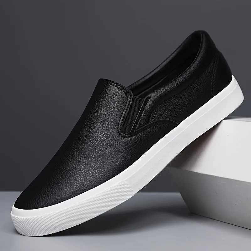 Plus Size Men's Solid Colour Slip On Skateboard Shoes - Comfy, Non Slip, Breathable, Casual Sneakers for Outdoor Activities with Superior Grip and Support