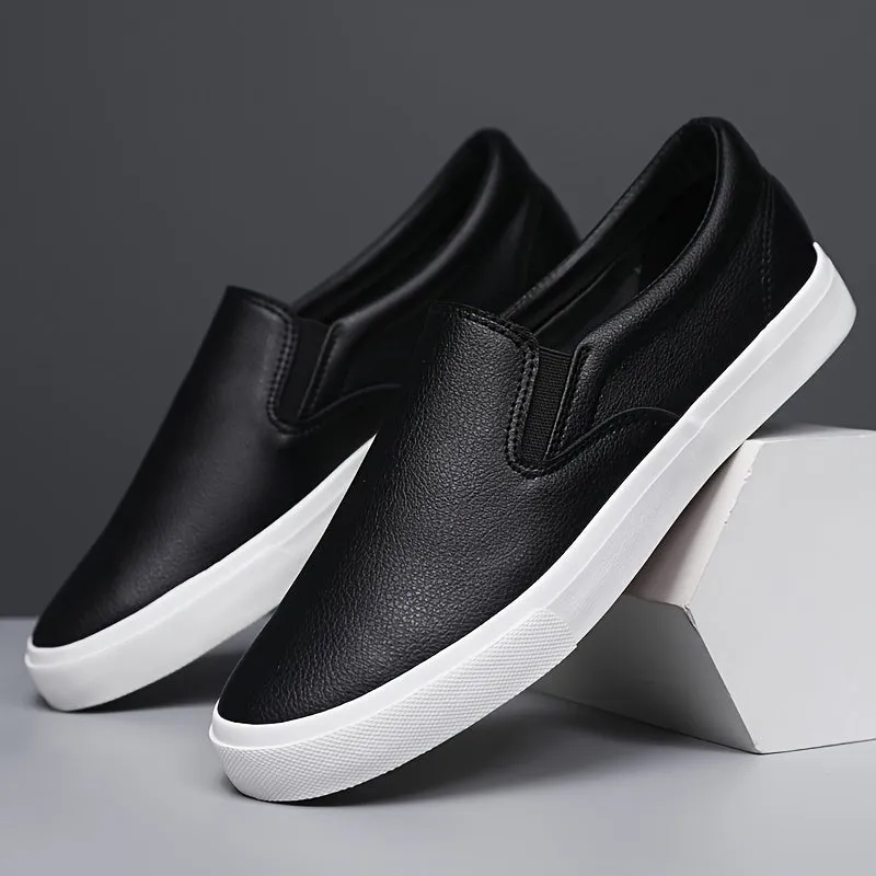 Plus Size Men's Solid Colour Slip On Skateboard Shoes - Comfy, Non Slip, Breathable, Casual Sneakers for Outdoor Activities with Superior Grip and Support