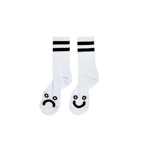 Polar Skate Co Happy Sad Socks - White