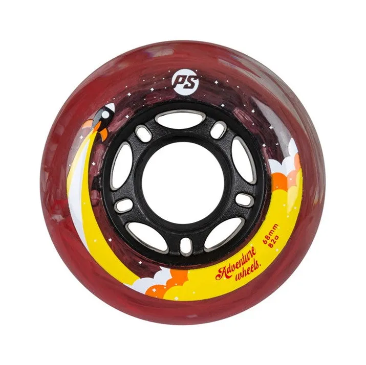 Powerslide Adventure Kids Red Inline Wheels 64mm, 68mm, 72mm, 76mm 82A - 4 pack