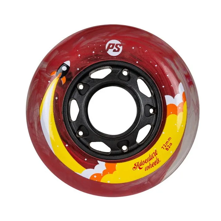 Powerslide Adventure Kids Red Inline Wheels 64mm, 68mm, 72mm, 76mm 82A - 4 pack