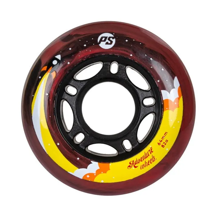 Powerslide Adventure Kids Red Inline Wheels 64mm, 68mm, 72mm, 76mm 82A - 4 pack